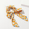 Temperament Daisy Bow Hair Tie Ponytail Scarf Elastic Hair Rope Print Ribbon Hairbands - Yellow