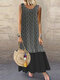 Polka Dot Print Patchwork Sleeveless Plus Size Dress - Black