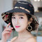 Women Summer Cotton Bucket Hat With Flower Pattern Casual Sunshade Breathable Beach Hat - Black