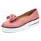 Large Size Women Casual Round Toe Suede Bow Slip On Platform Loafers - Pink