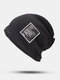 Unisex Woolen Sticker Solid Fashion All-match Sunshade Beanie Hat Knitted Hat - Black