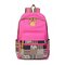 Women Outdoor Geometric Pattern Travel Canvas Backpack  - Rose Red
