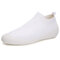 Men Breathable Stretch Knitted Fabric Soft Running Sock Sneakers - White