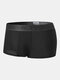 Mens Solid Seamless Breathable Logo Waistband U Convex Boxer Briefs - Black