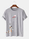 Men 100% Cotton 6 Colors Astronaut Shot Printed Casual T-Shirt - Grey