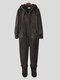 Men Flannel Thick Plain Footed Onesies Loungewear Thermal Thumb Holes Hooded Footed Jumpsuit Pajamas With Socks - Coffee