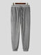 Plush Pajamas Pants Warm Home Trousers Solid Color Comfortable Long Jogger Pants - Grey