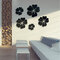 5pcs Flower Pattern Mirror Sticker Home Decor 3D Decal Art DIY Mural Decal For Living Room Decoration PVC Self Adhesive Poster - Black