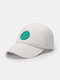 Unisex Cotton Solid Color Letter Pattern Rubber Round Label All-match Sunscreen Baseball Cap - White