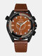 Vintage Men Watch Three-dimensional Dial Leather Band Waterproof Quartz Watch - #2 Brown Dial Brown Band