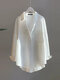 Solid Button Lapel Pocket Long Sleeve Shirt - White