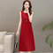 solid color sleeveless long vest dress sling thin bottoming dress - Red wine
