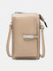 Women Faux Leather Brief Multifunction Large Capacity Crossbody Bag Phone Bag - Apricot