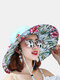 Women Cotton Double-sided Wear Bowknot Flower Pattern Printing Sun Protection Bucket Hat - Sky Blue