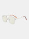 Unisex Fashion Personality Outdoor UV Protection Irregular Lens Metal Frame Square Sunglasses - White
