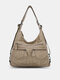 Women Faux Leather Multi-Carry Multi-Pocket Shoulder Bag Crossbody Bags - Khaki