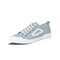 Men Daily Contract Color Lace Up Round Toe Canvas Skate Shoes - Blue