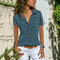 Women's Shirt Lapel Short-sleeved Shirt Women's Clothing - Jean Blue