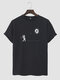 Mens Galaxy Astronaut Print Crew Neck Short Sleeve T-Shirts - Black