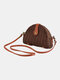Women Solid Travel Straw Beach Bag Crossbody Bag - Dark brown