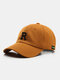 Unisex Cotton Solid Color Letter Embroidery Simple Sunshade Baseball Caps - Brown
