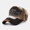 Men & Women Eagle Embroidered Letter Pattern Baseball Cap Embroidery Washed Distressed Cap - Coffee