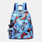 Women Oxford Printed Butterfly Earphone Cartoon Multifunction Waterproof Backpack - Blue