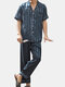 Men Funny Print Faux Silk Pajamas Set Button Dowm Short Sleeve Home Loungewear With Chest Pocket - #01
