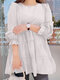 Women Solid Puff Sleeve Tiered Crew Neck Blouse - White