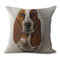 Cute Pet Dog Printed Decoration Cushion Cover Square Cotton Linen Pillowcase - #4