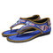 Colorful Handmade Stitching Comfort Clip Toe Women Hawaiian Flat Sandals - Blue