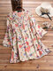 Летняя блузка Bohemian Embroidery с цветочным принтом и V-образным вырезом Plus размера - Абрикос
