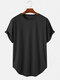 Mens Basic Solid Color Casual Breathable & Thin O-Neck T-Shirts - Black