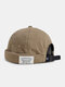 Unisex Cotton Vintage Casual Thin Cloth Logo Brimless Beanie Skull Caps Landlord Hat - Khaki