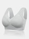 Plus Size Women Lace Solid Seamless Mesh Stitching Lightly Lined Wide Straps Bra - Gray