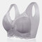 Wireless Full Coverage Lace Wide Shoulder Straps Comfy Bras - Grey