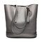 Women Genuine Leather Handbag High End Tote Bag Bucket Bag - Gray