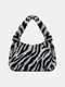 Women Plush Fluffy Cow Zebra Shoulder Bag Handbag - 04