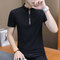 Men's short-sleeved t-shirt slim lapel shirt 2019 summer new trend Korean casual men's shirt wholesale - Black