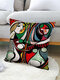 1 Pc Multicolor Cartoon Character Pattern Print Linen Pillowcase Throw Pillow Cover Sofa Home Car Cushion Cover - #08