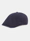 Men Cotton Solid Color Retro Adjustable Sunshade Newsboy Hat Octagonal Hat Flat Caps - Navy