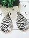 Vintage Trendy Drop-shape Zebra Pattern Wooden Earrings - #01