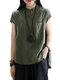 Vintage Solid Color Short Sleeve Irregular Plus Size Blouse - Army Green