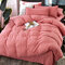 3/4 Pcs Non-printing Skin-washing Cotton Four-piece Quilt Cover Bedding Sets Single Double Bed Three-piece - Pink