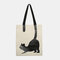 Women Crossbody Bag Cat Pattern Handbag - White