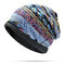 Women Useful Cotton Print Stripe Beanie Hat Outdoor Windproof For Both Head And Neck Warmer Snow Hat - Blue1