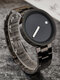 6 Colors Stainless Steel PU Men Vintage Watch Decorated Pointer Quartz Watch - Black Dial Stainless Steel Band