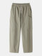 Mens Multi-Pocket Thick Warm Drawstring Waist Cotton Casual Pants - Gray