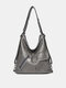 Women Vintage Faux Leather Rivet Waterproof Backpack - Gray