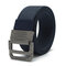 Men Vogue Belt Double Ring Buckle Nylon Canvas Belt Adjustable Long Weave Belt - Khaki